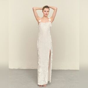 Floral devoré dress with side opening